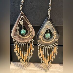 Drop Earrings with turquoise colored bead
